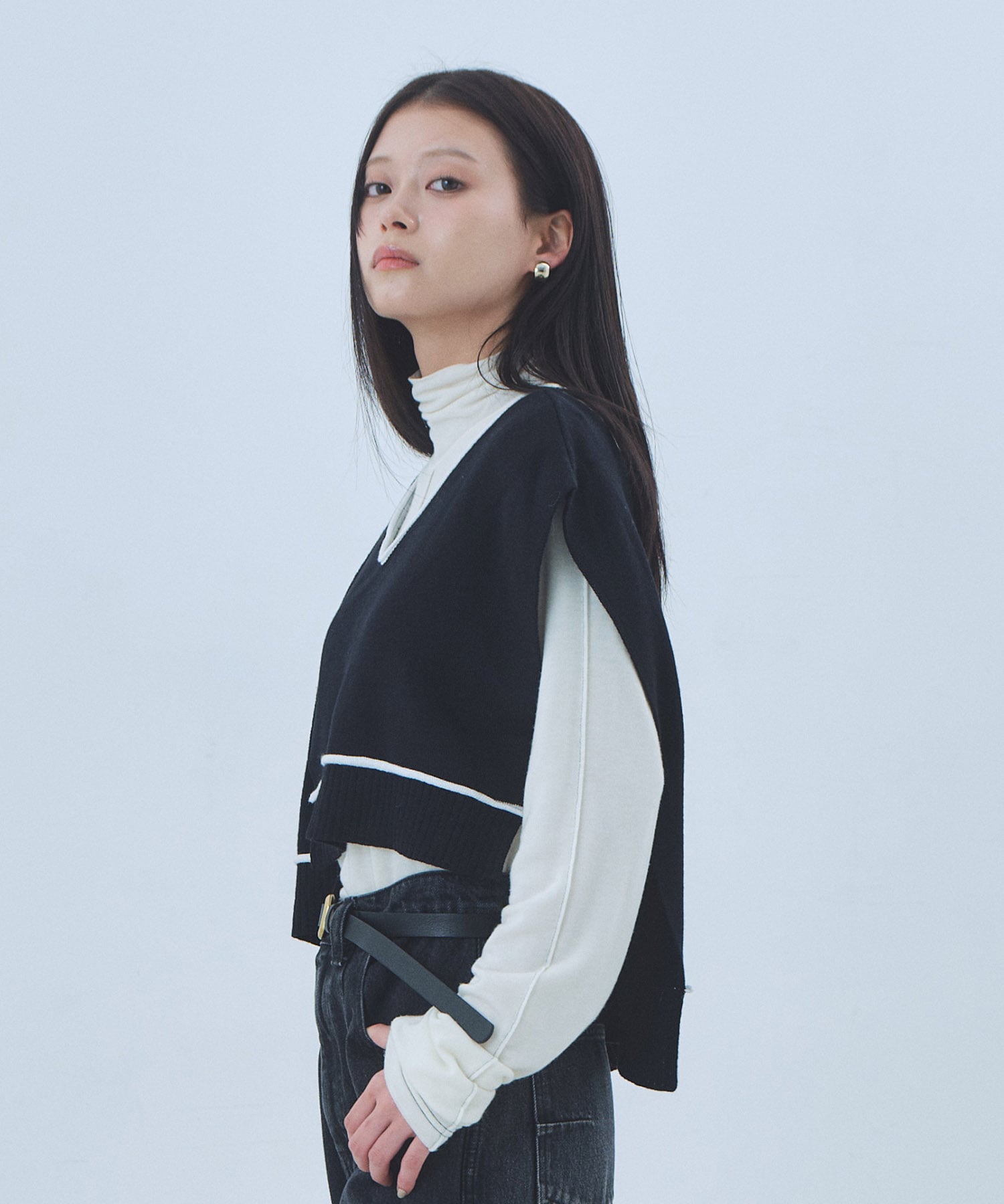 バックロングラインニットベスト(FREE BLACK): : ウィメンズ｜UNITED