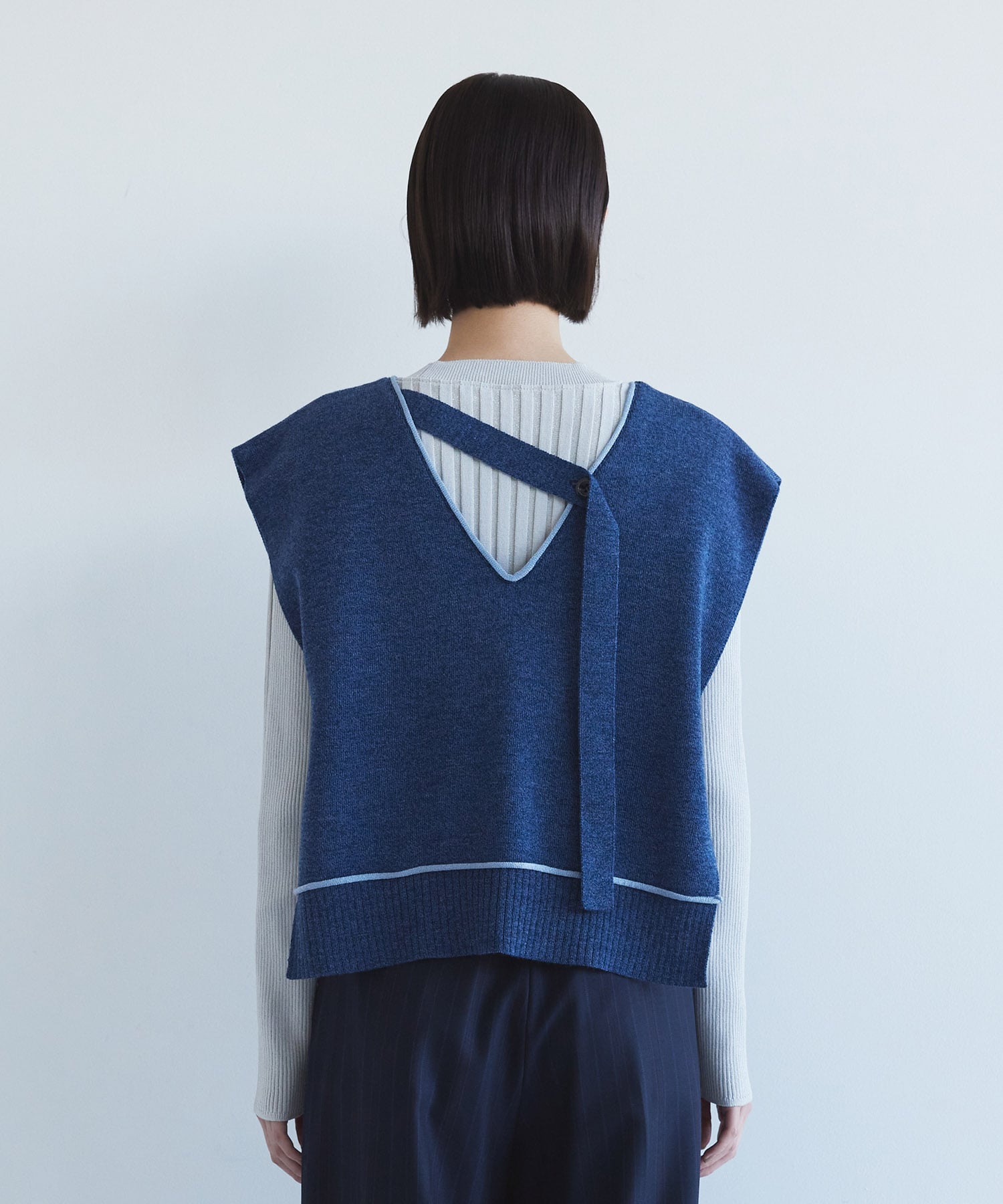 バックロングラインニットベスト