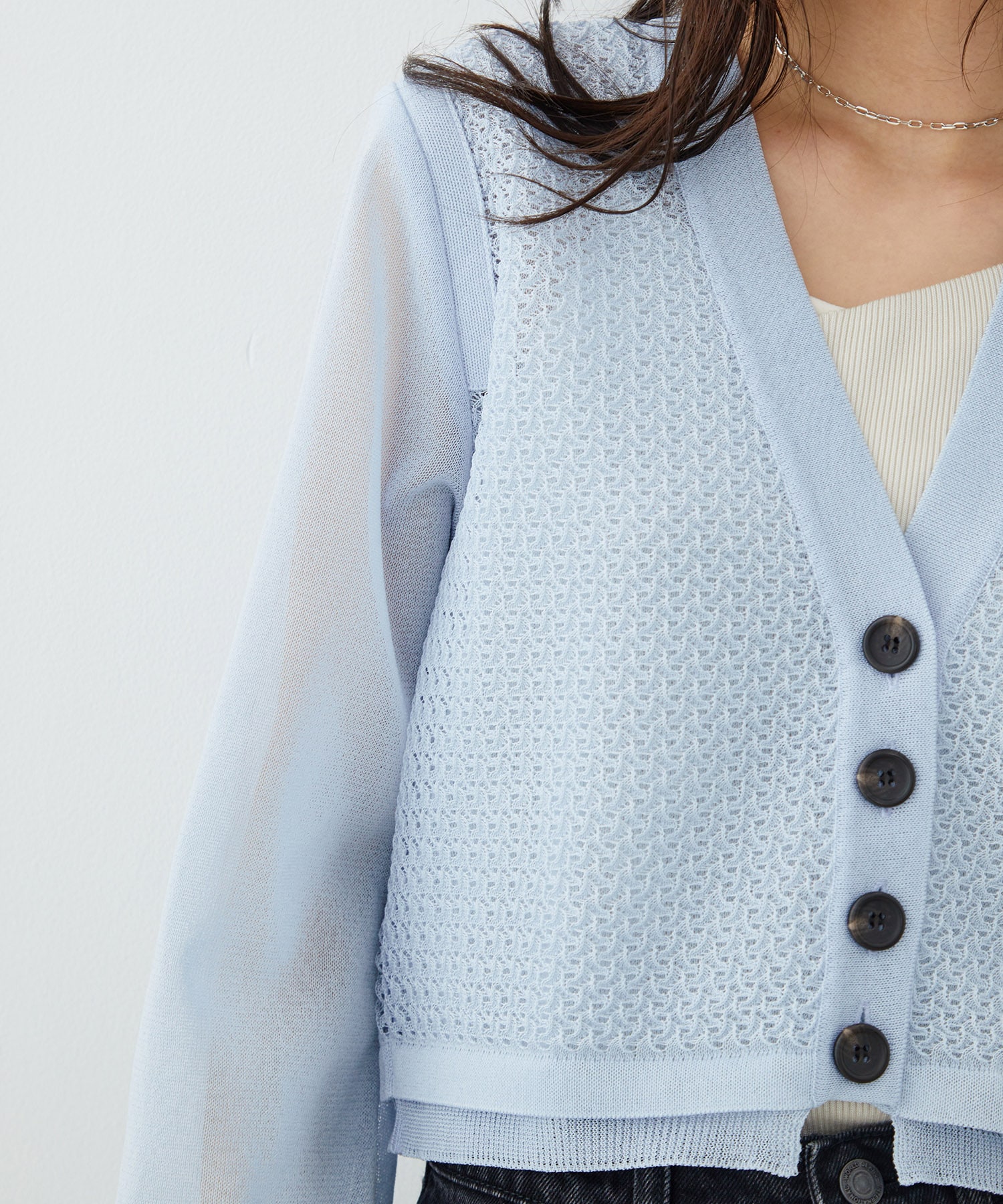 レースパターンカーディガン