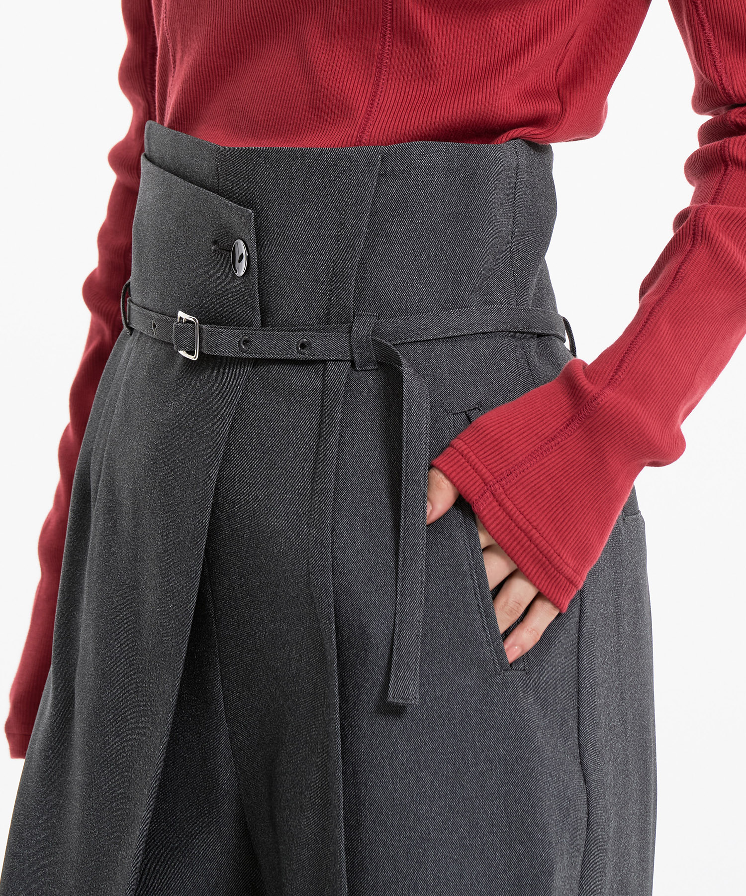 HAKAMAベルトワイドパンツ