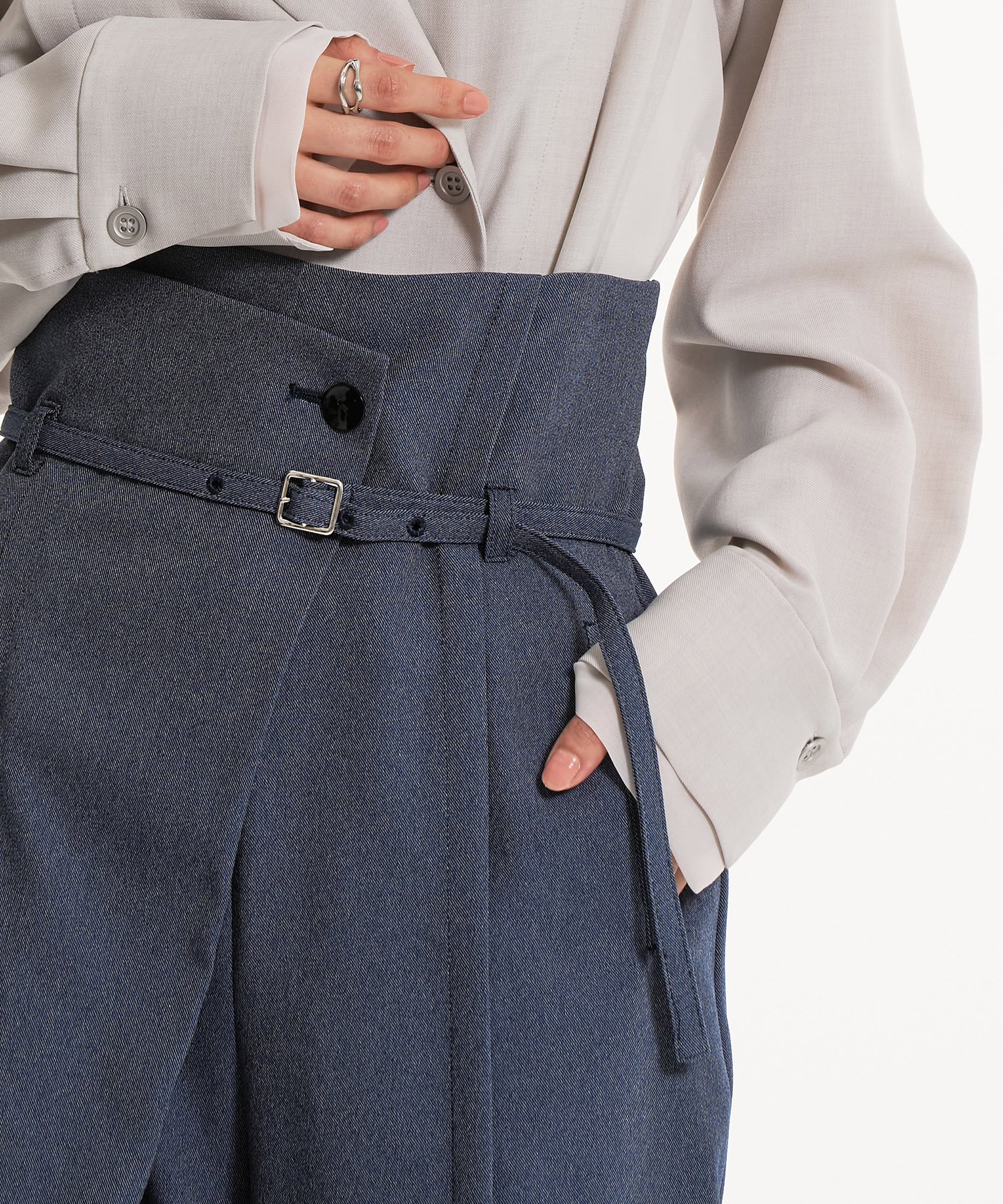 HAKAMAベルトワイドパンツ