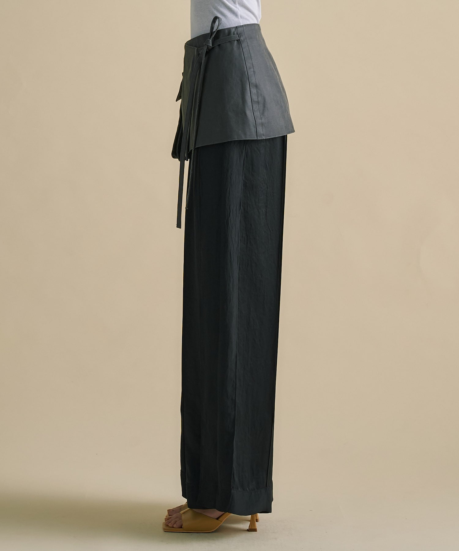 Vintage Leather Belted Satin Pants