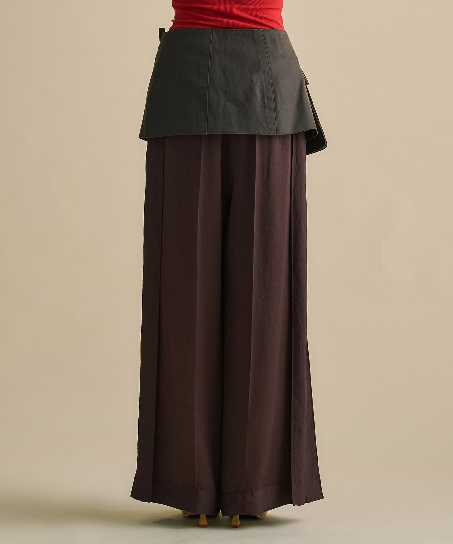 Vintage Leather Belted Satin Pants