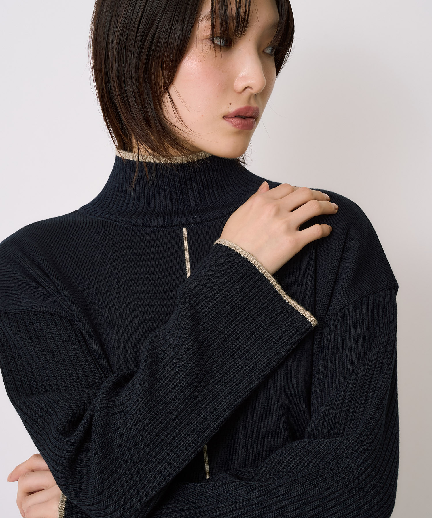 Wool100-ウォッシャブルタートルネックニット