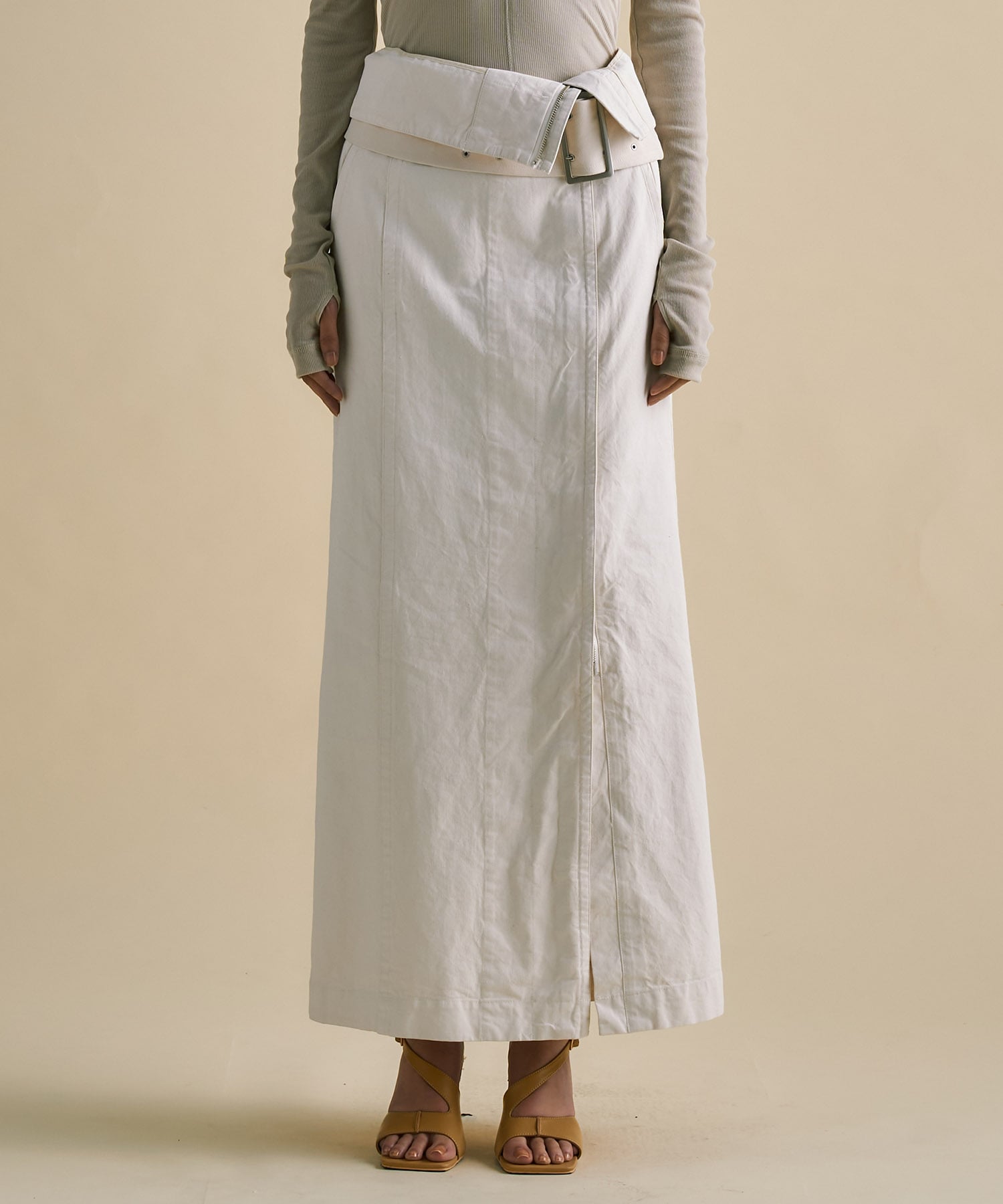 2way Waist Belted Denim Skirt