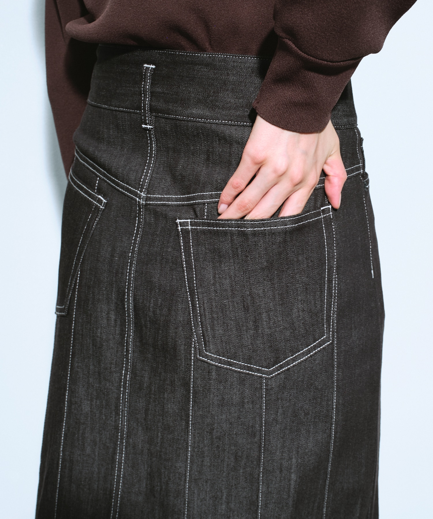 ウォッシャブルステッチドデニムスカート