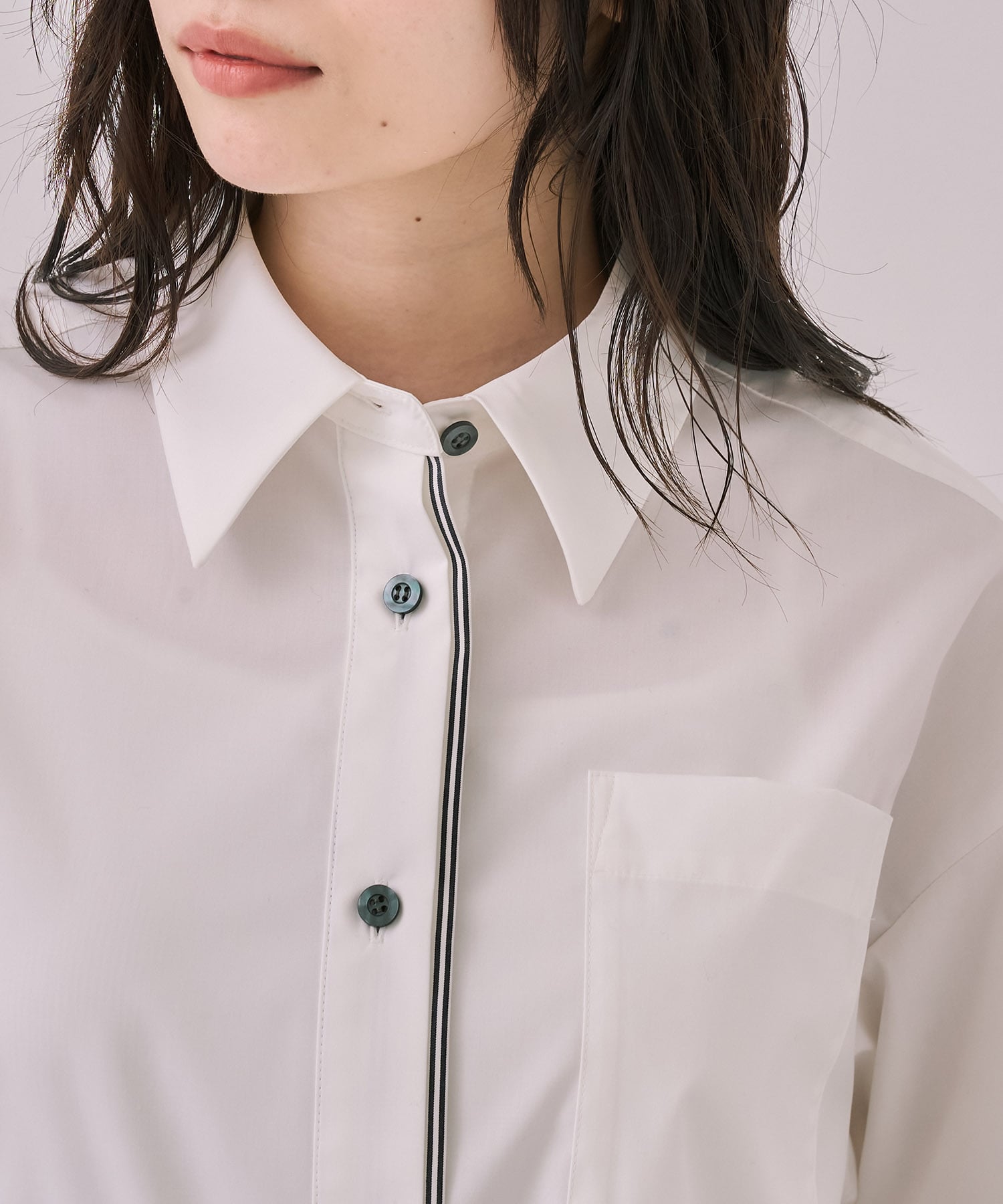 バイカラースリーブショートシャツ