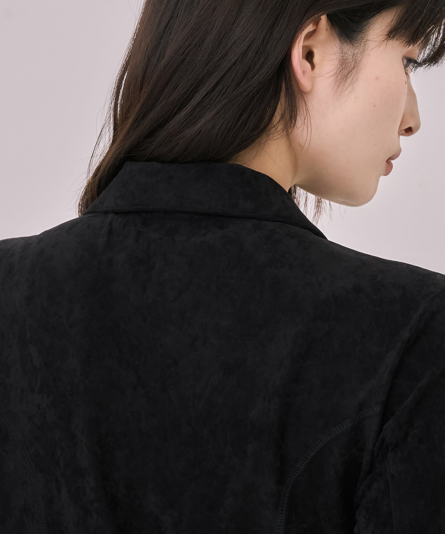 スリットネックベロアシャツ