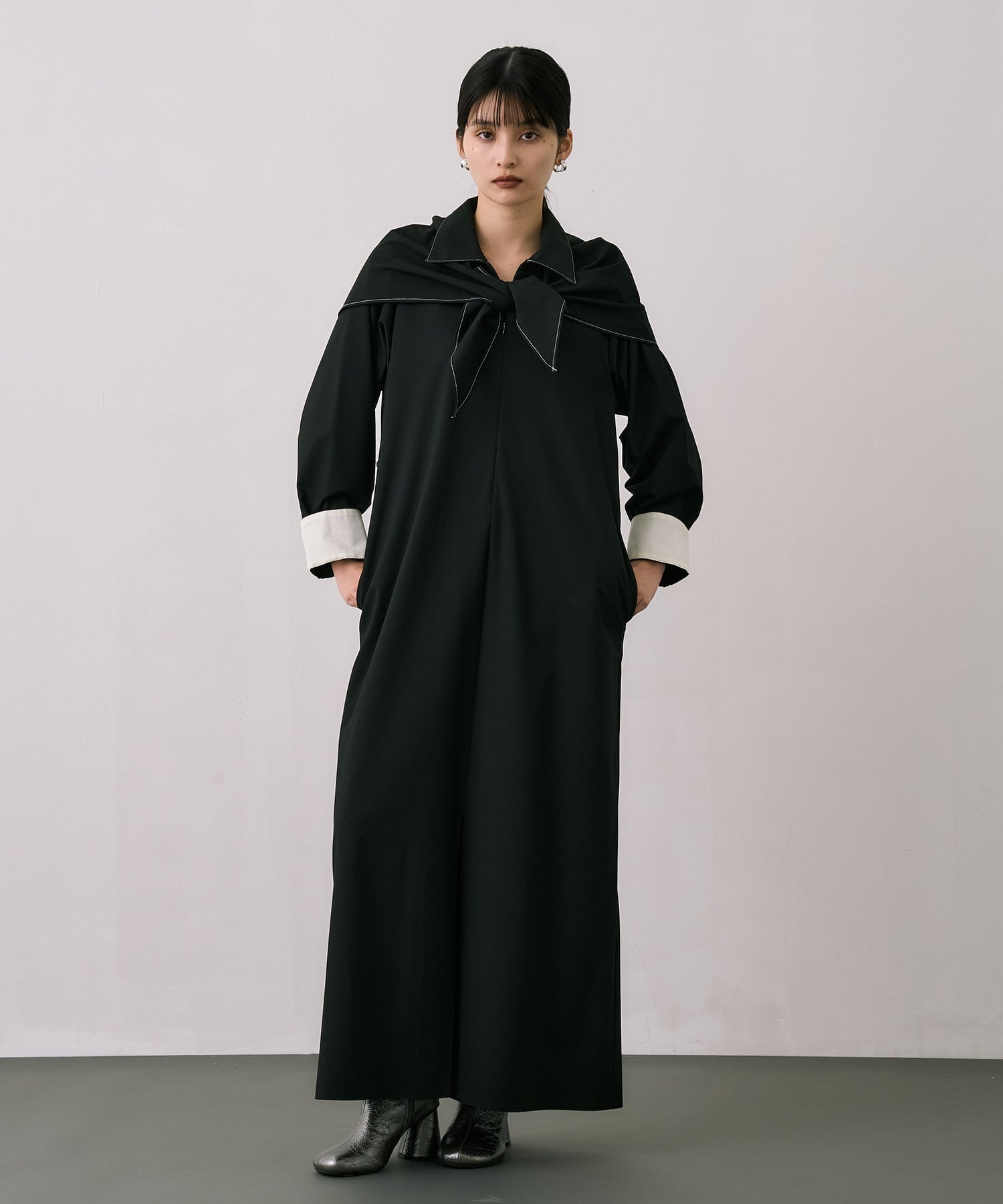 Scarf Wrapped Shirt Dress