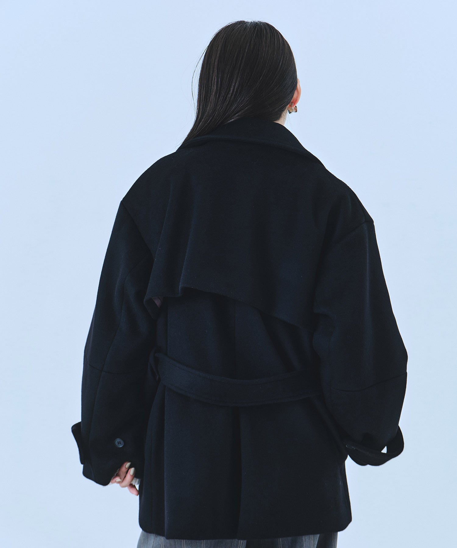 SUPER140ラペルショートコート