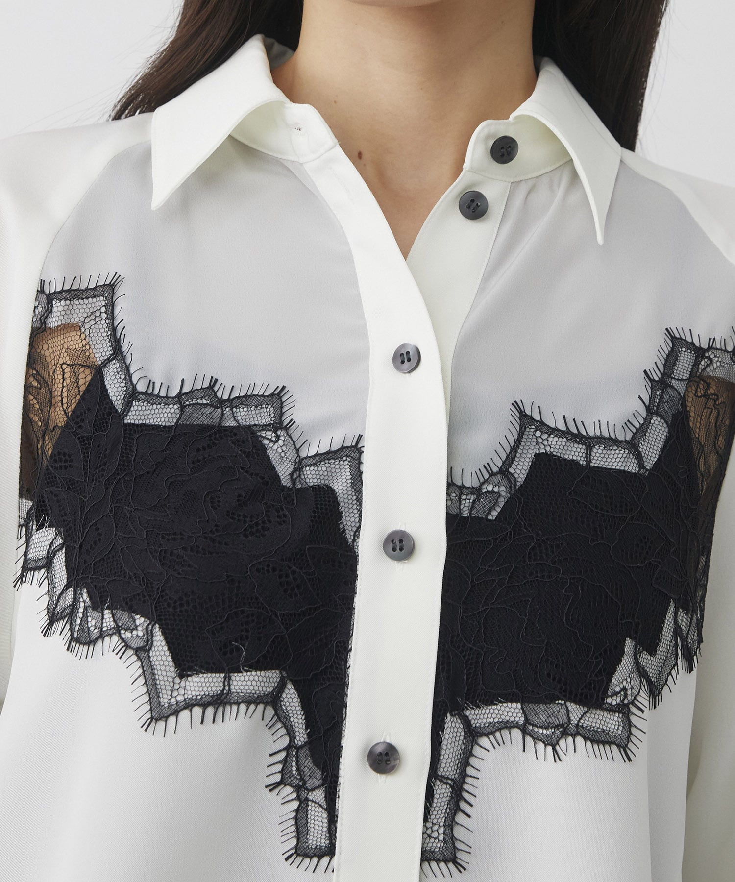 トーンカラーレースシャツ