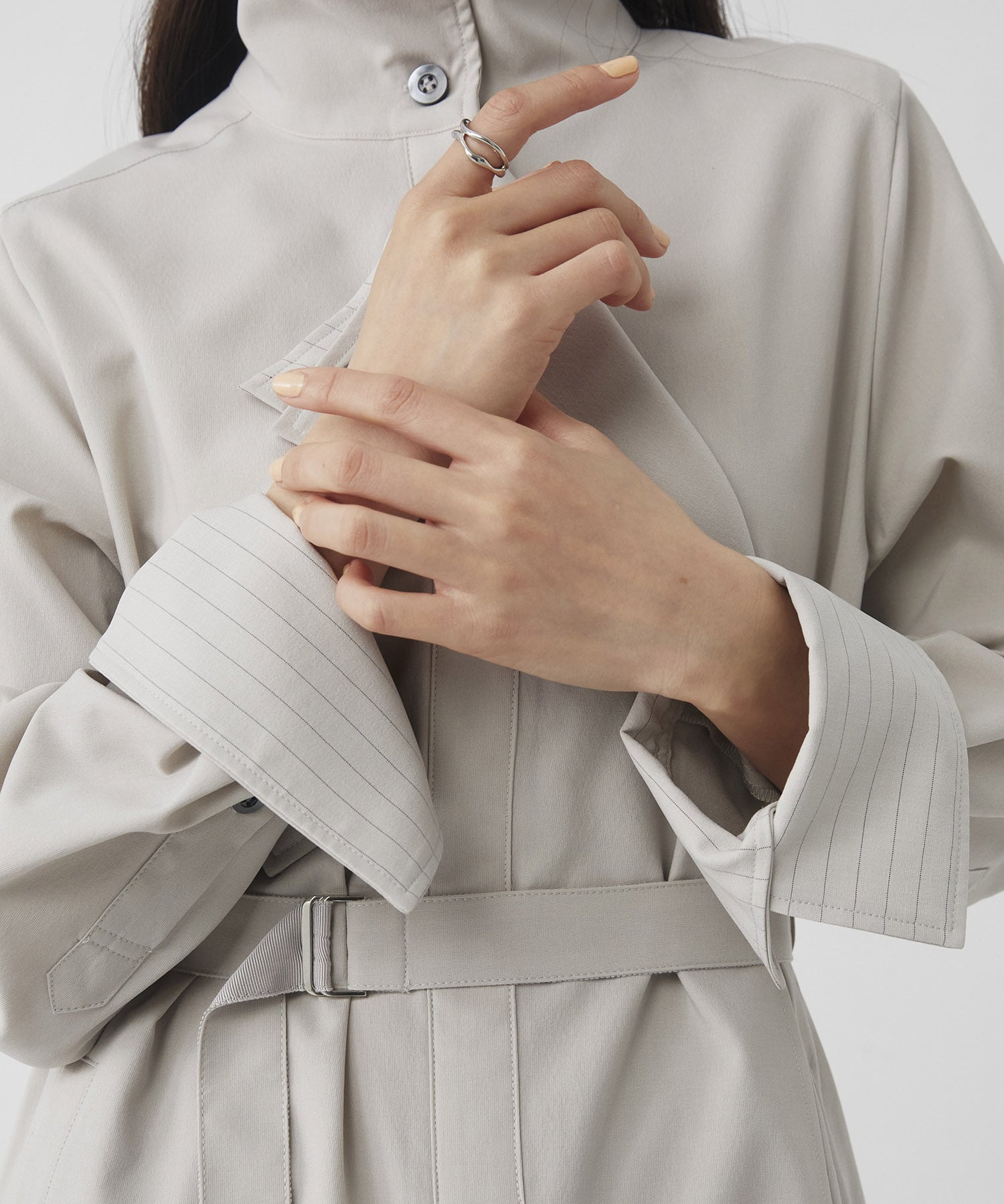 スタンドカラーラペルシャツワンピース