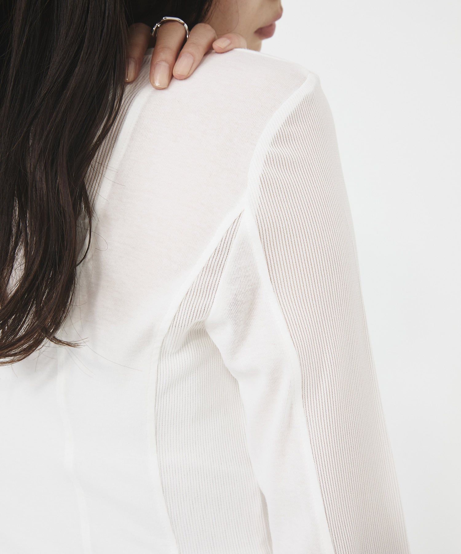 シアーストライプカットコンビプルオーバー