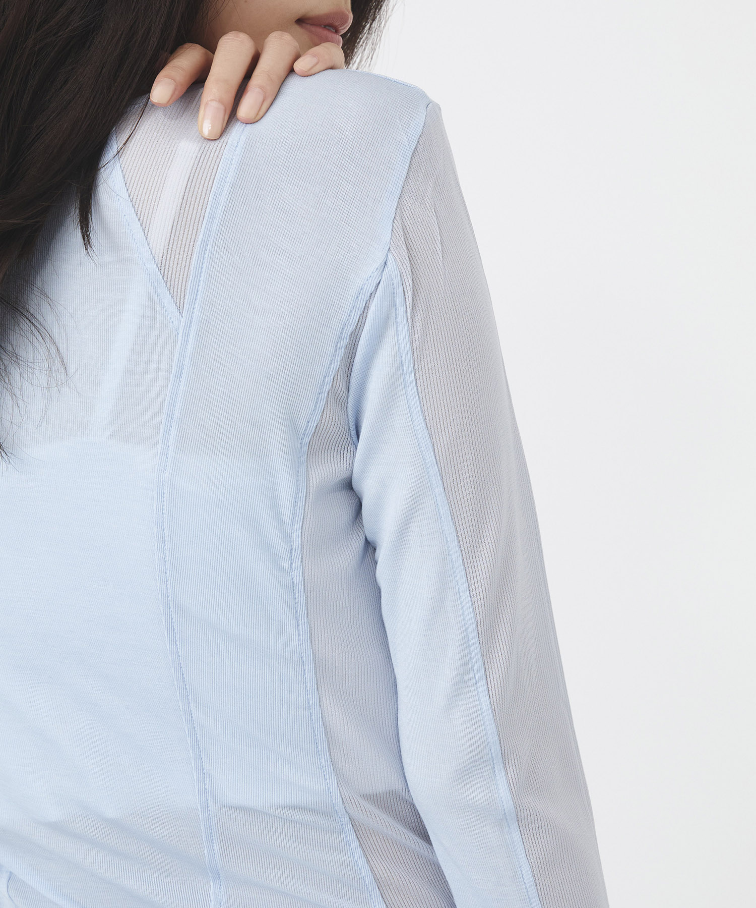 シアーストライプカットコンビプルオーバー