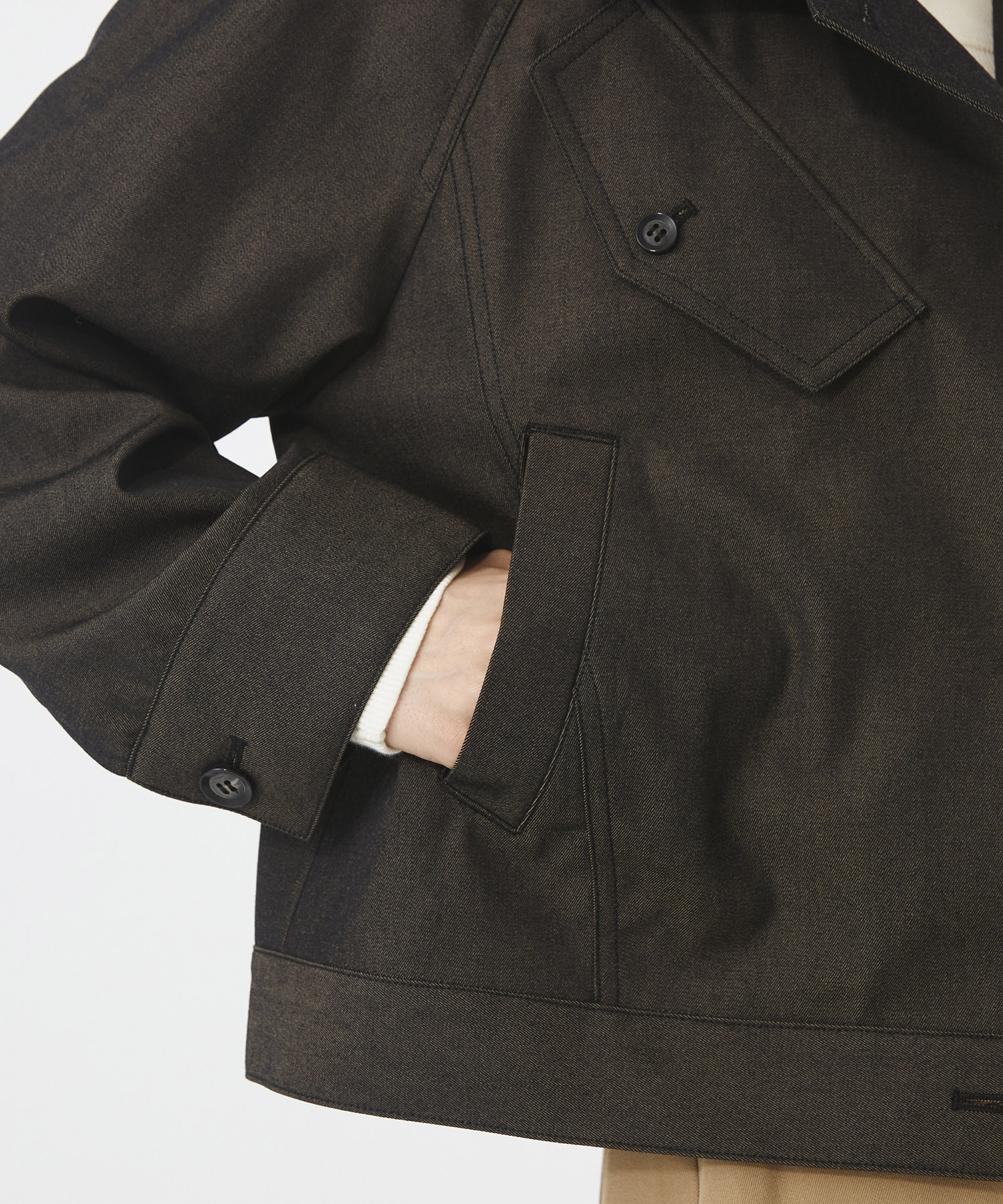 ウールデニムスタンドカラーブルゾン