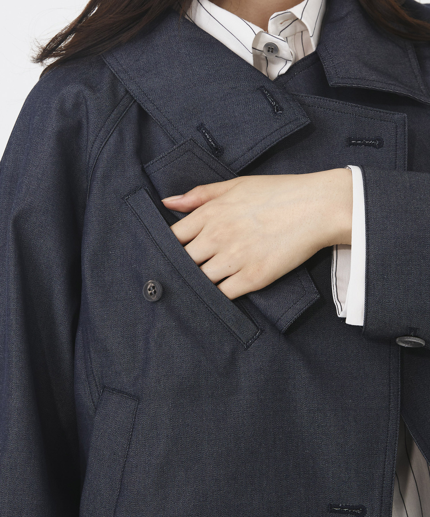 ウールデニムスタンドカラーブルゾン