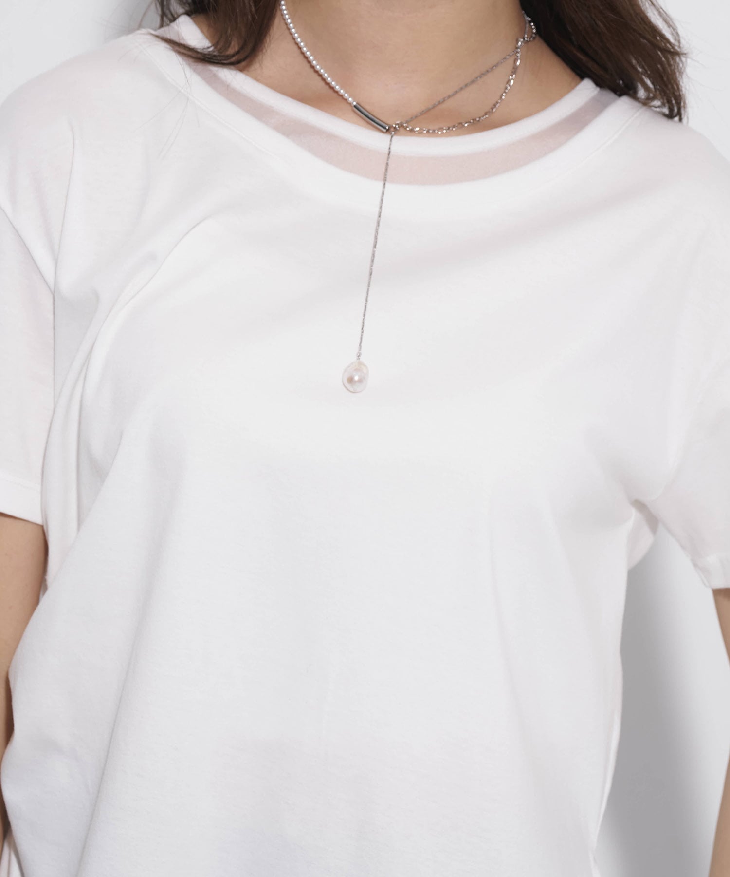 レースヘムレイヤードTEE