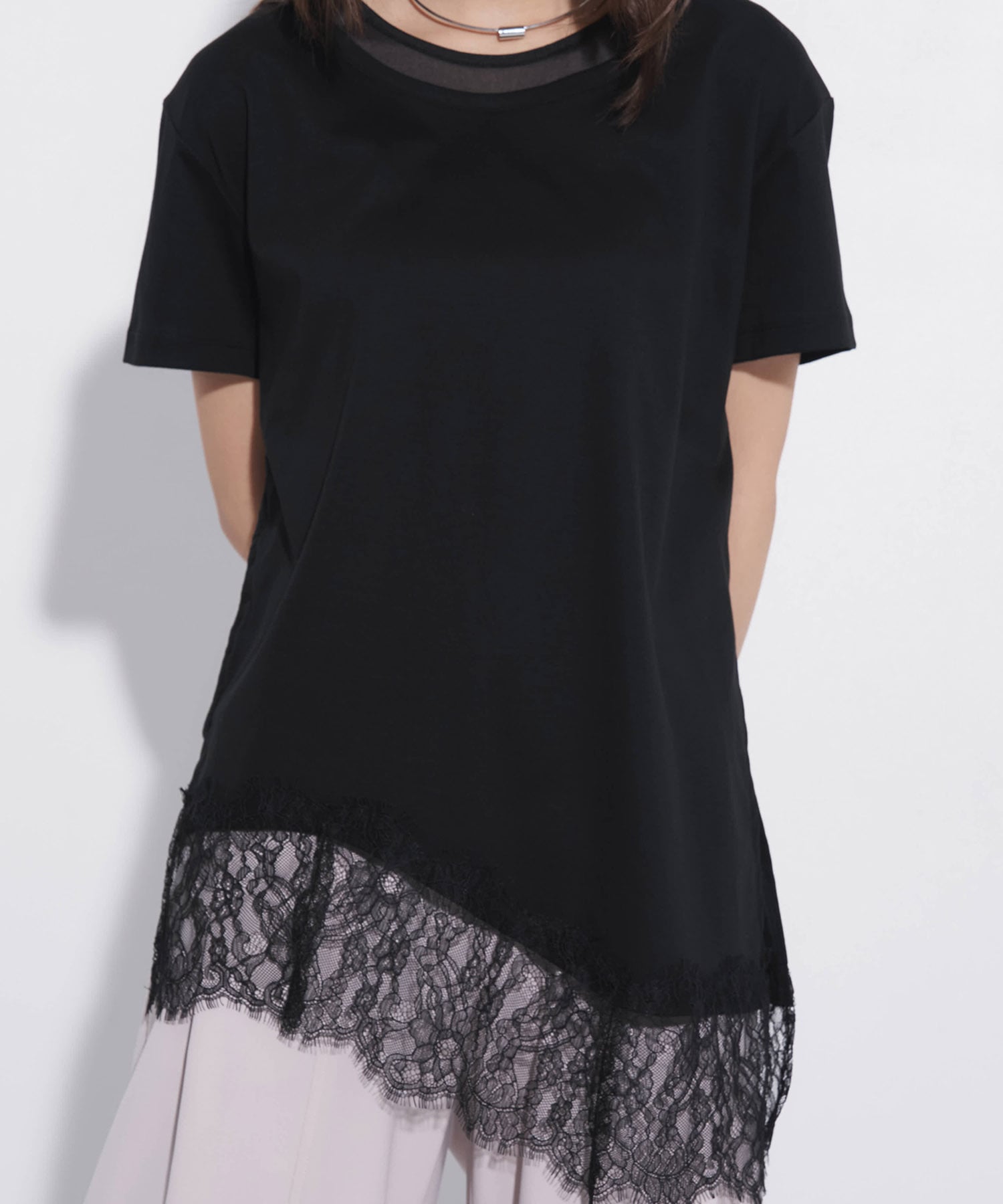 レースヘムレイヤードTEE