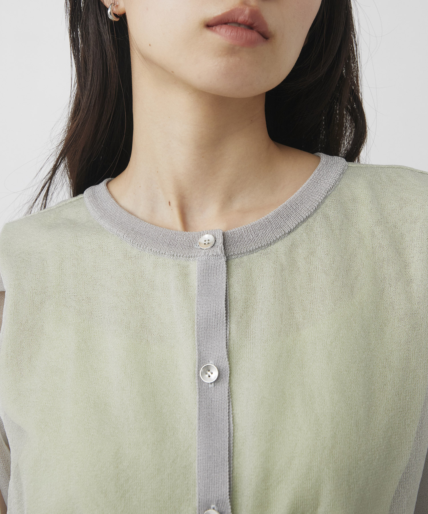 シアースリーブキュプラニットカーデ