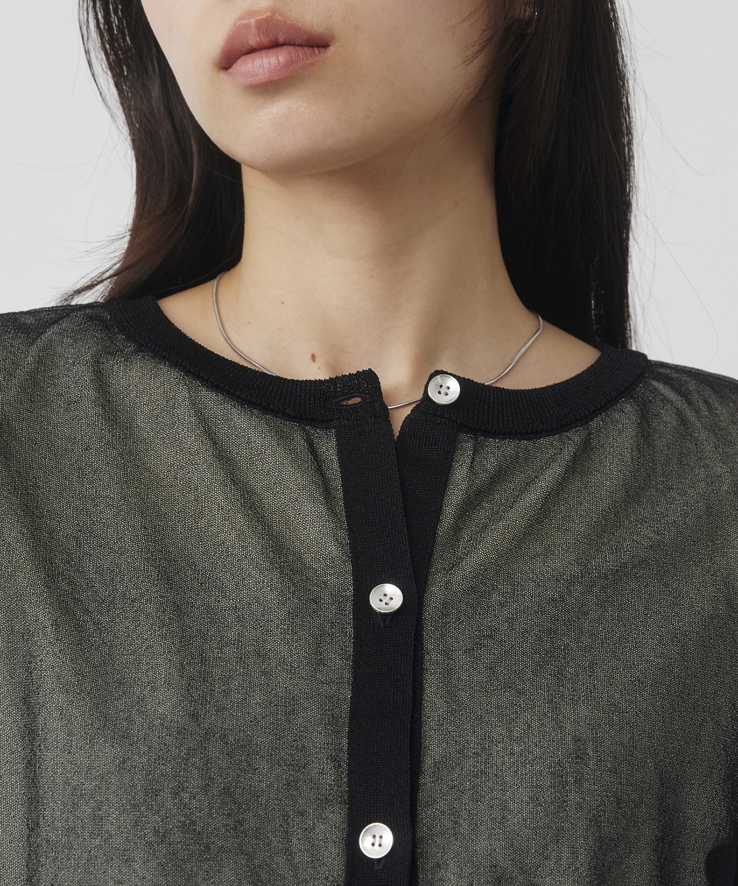 シアースリーブキュプラニットカーデ