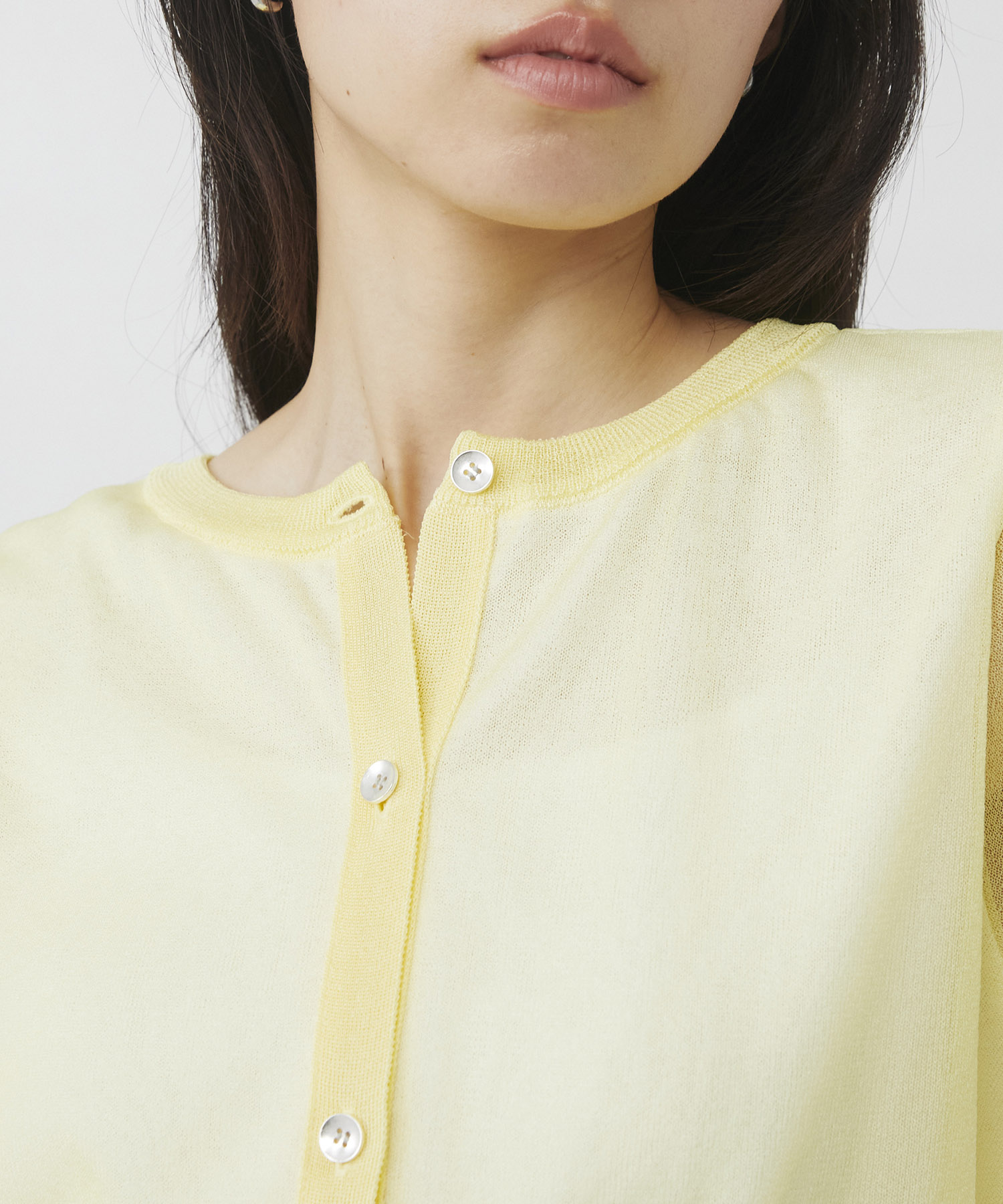 シアースリーブキュプラニットカーデ