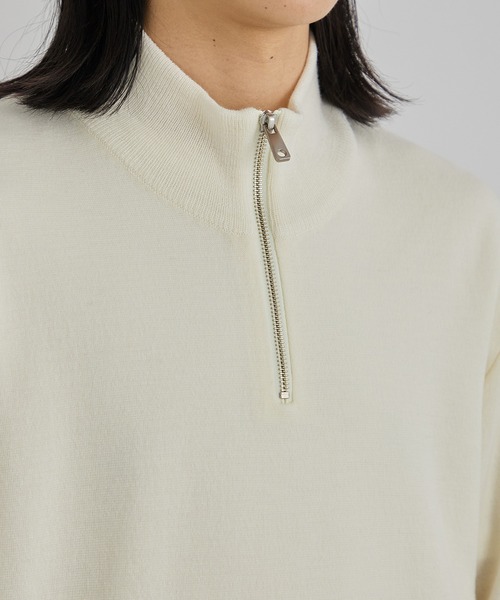 〈残りわずか〉18Gウールミラノリブハーフジップニット