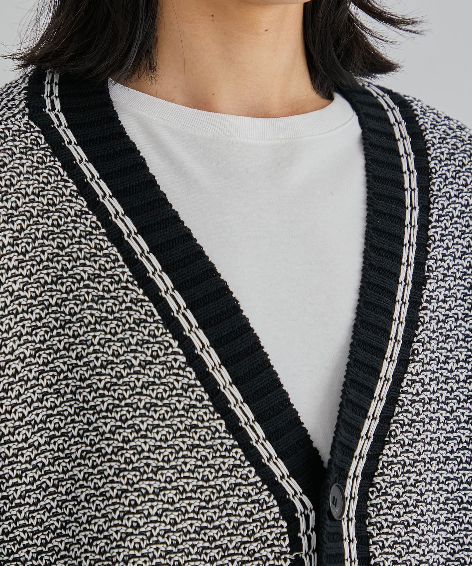 5GGミックスカラーステッチカーディガン