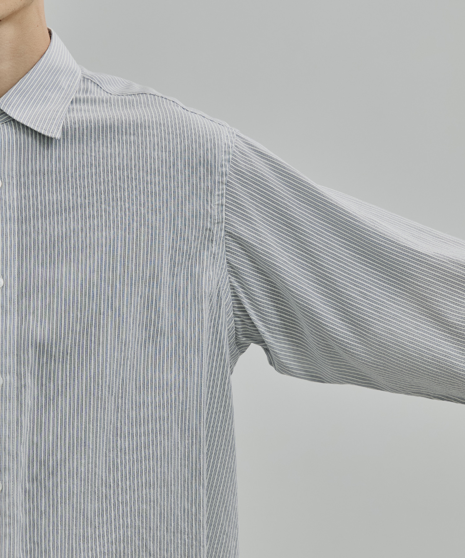 〈新発売〉SILK CUPRA STRIPE ロングスリーブシャツ