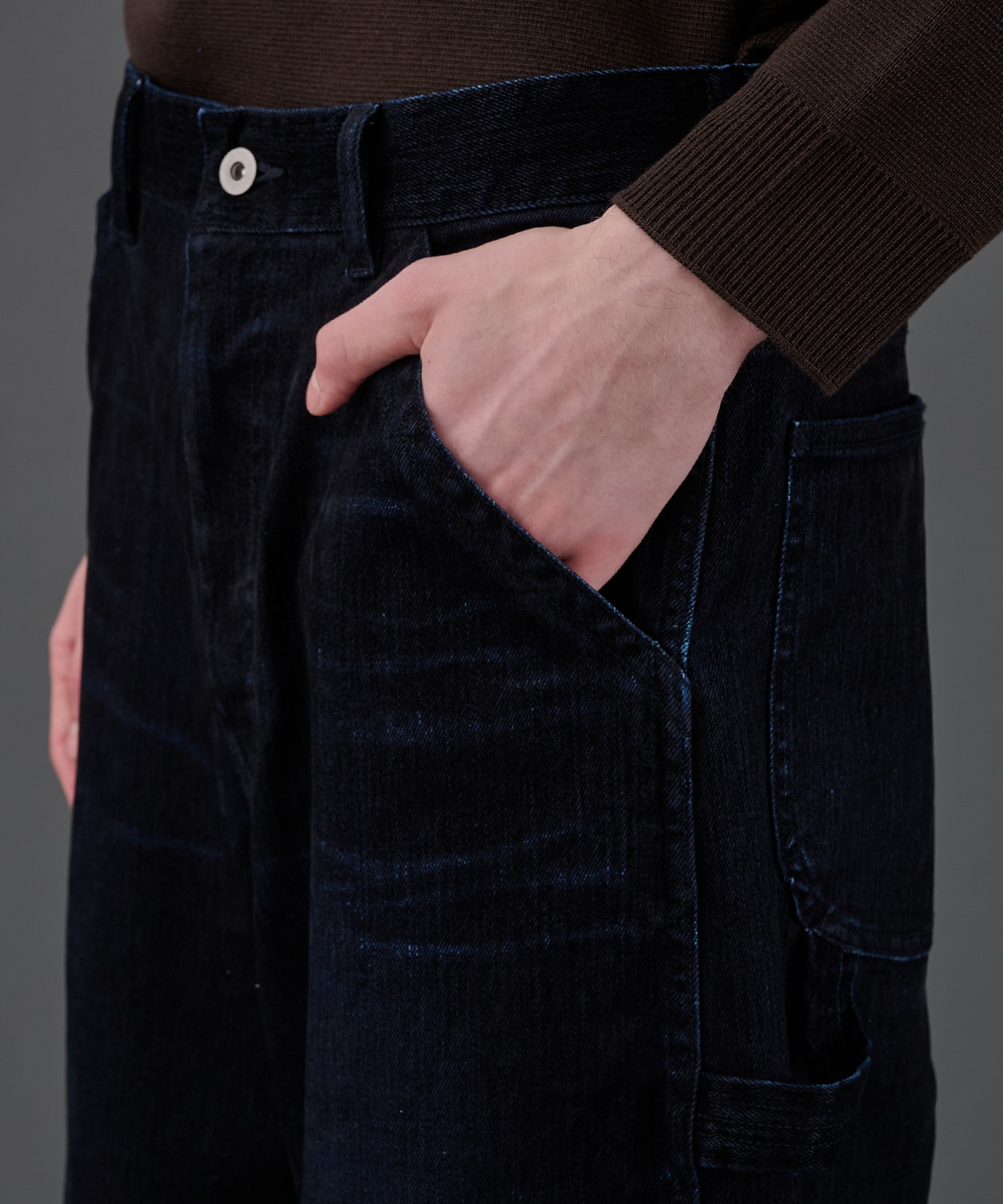 フロッキーデニム バレルペインターパンツ