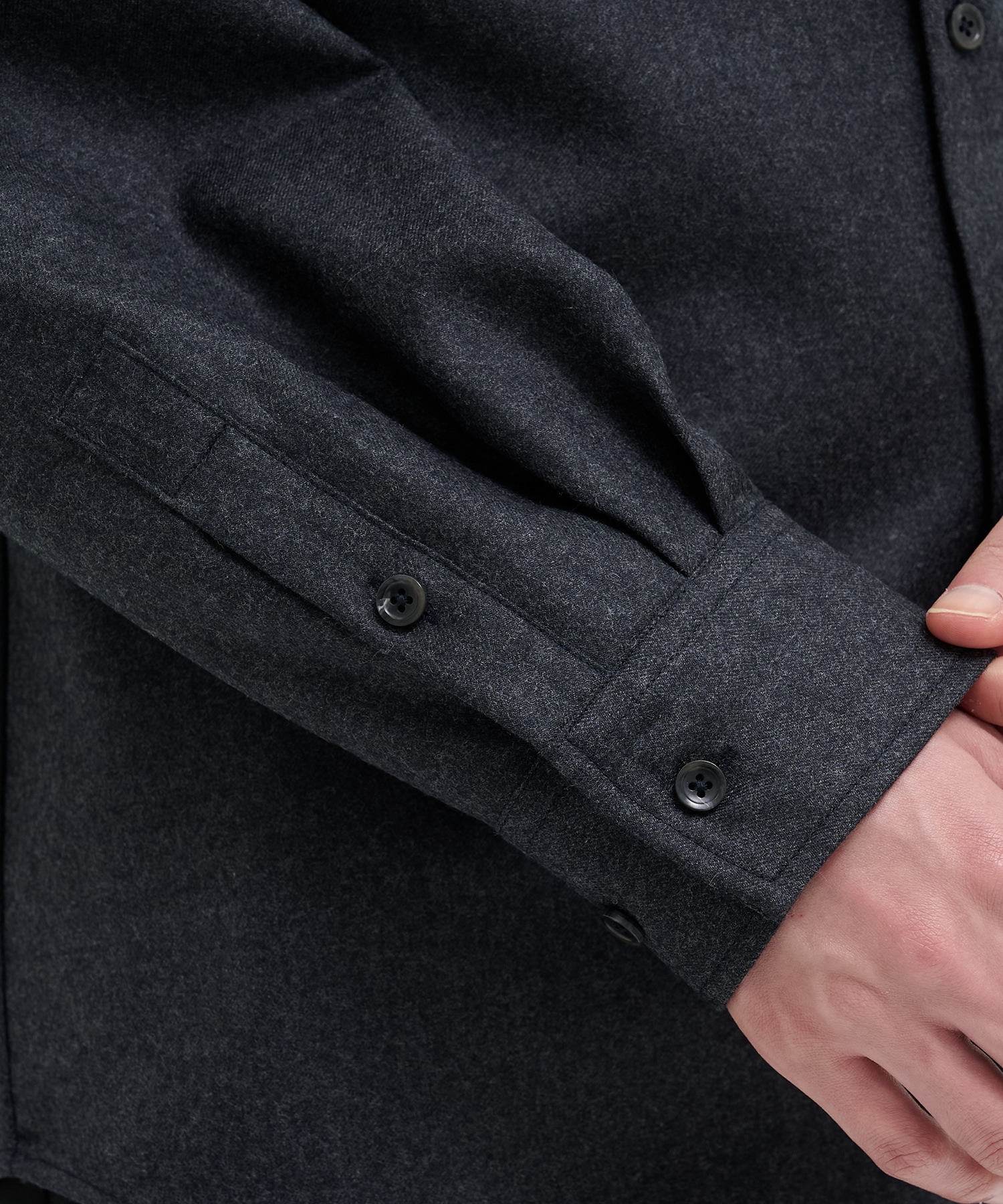 〈残りわずか〉ウールフラノ レギュラーカラーシャツ