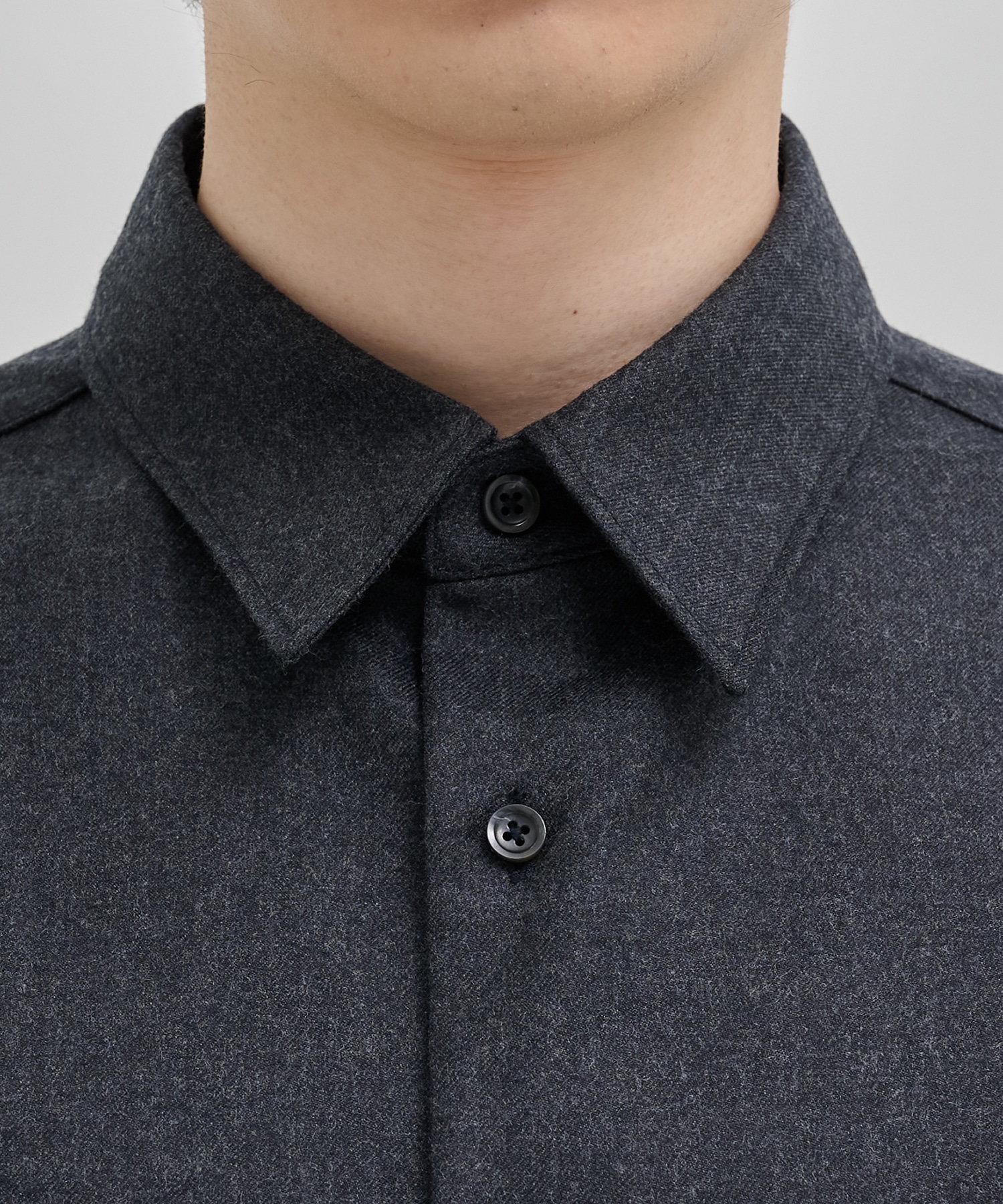 ウールフラノ レギュラーカラーシャツ