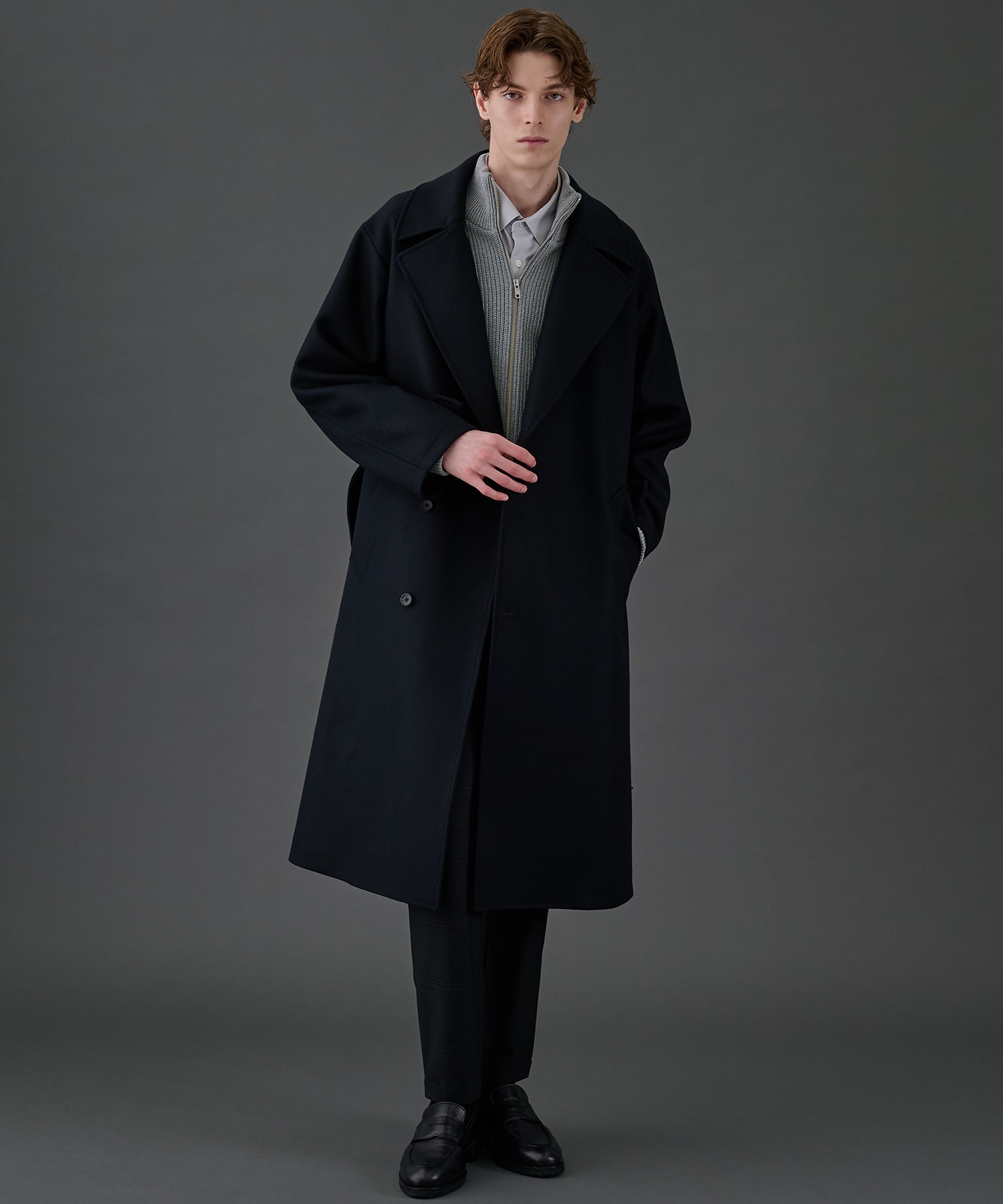 ウールリブジップドライバーズニット