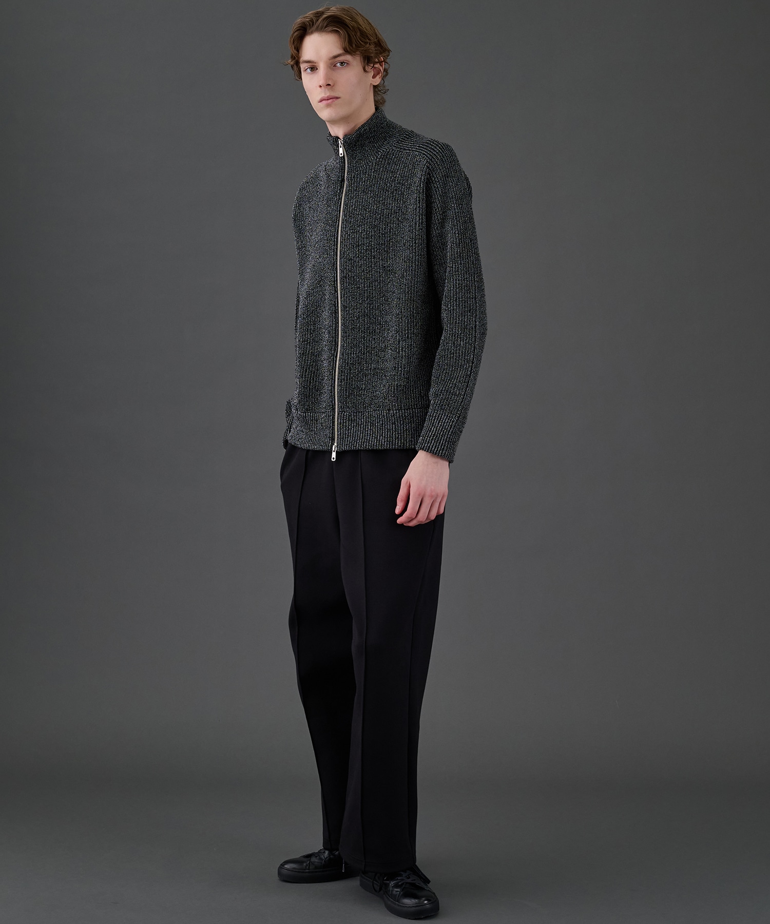 ウールリブジップドライバーズニット