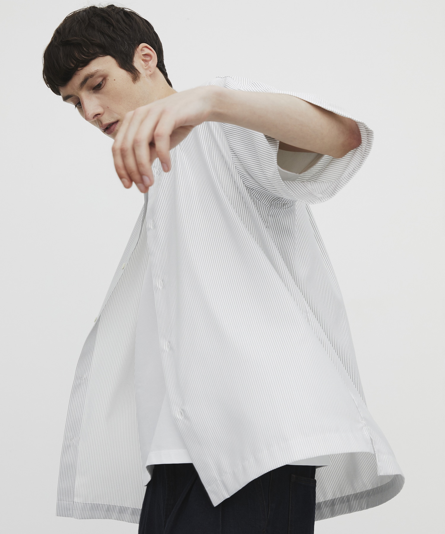 〈WEB限定〉DRY RAYON ストライプショートスリーブシャツ