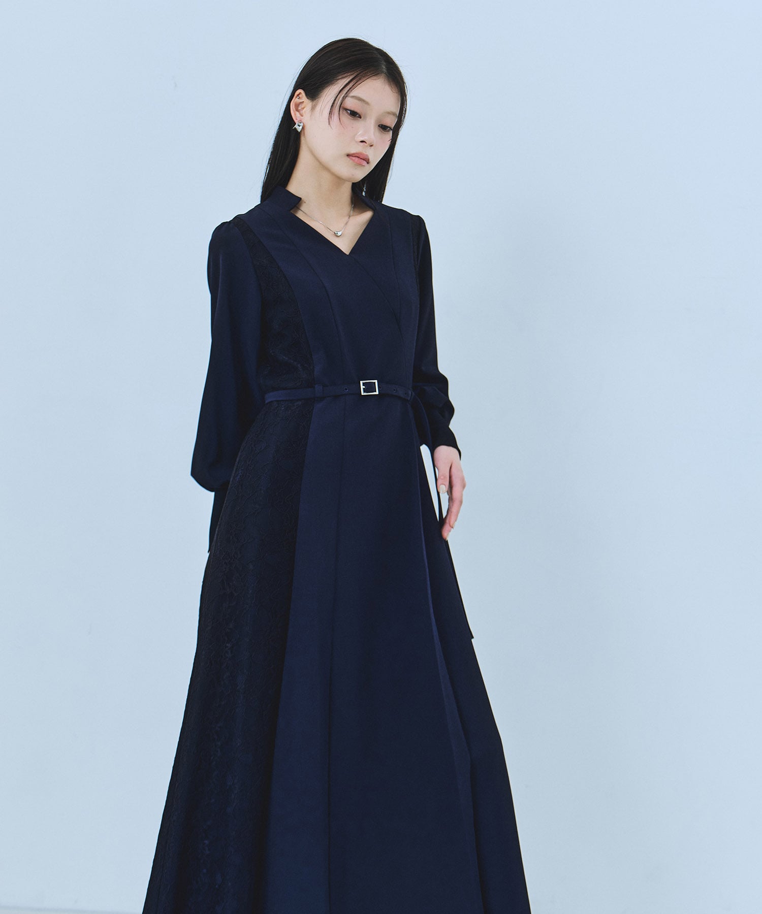 レースドッキングカシュクールワンピース