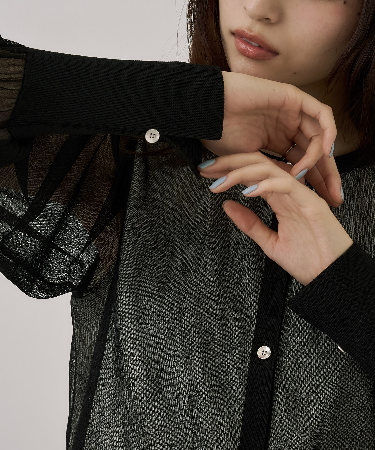 シアースリーブキュプラニットカーデ