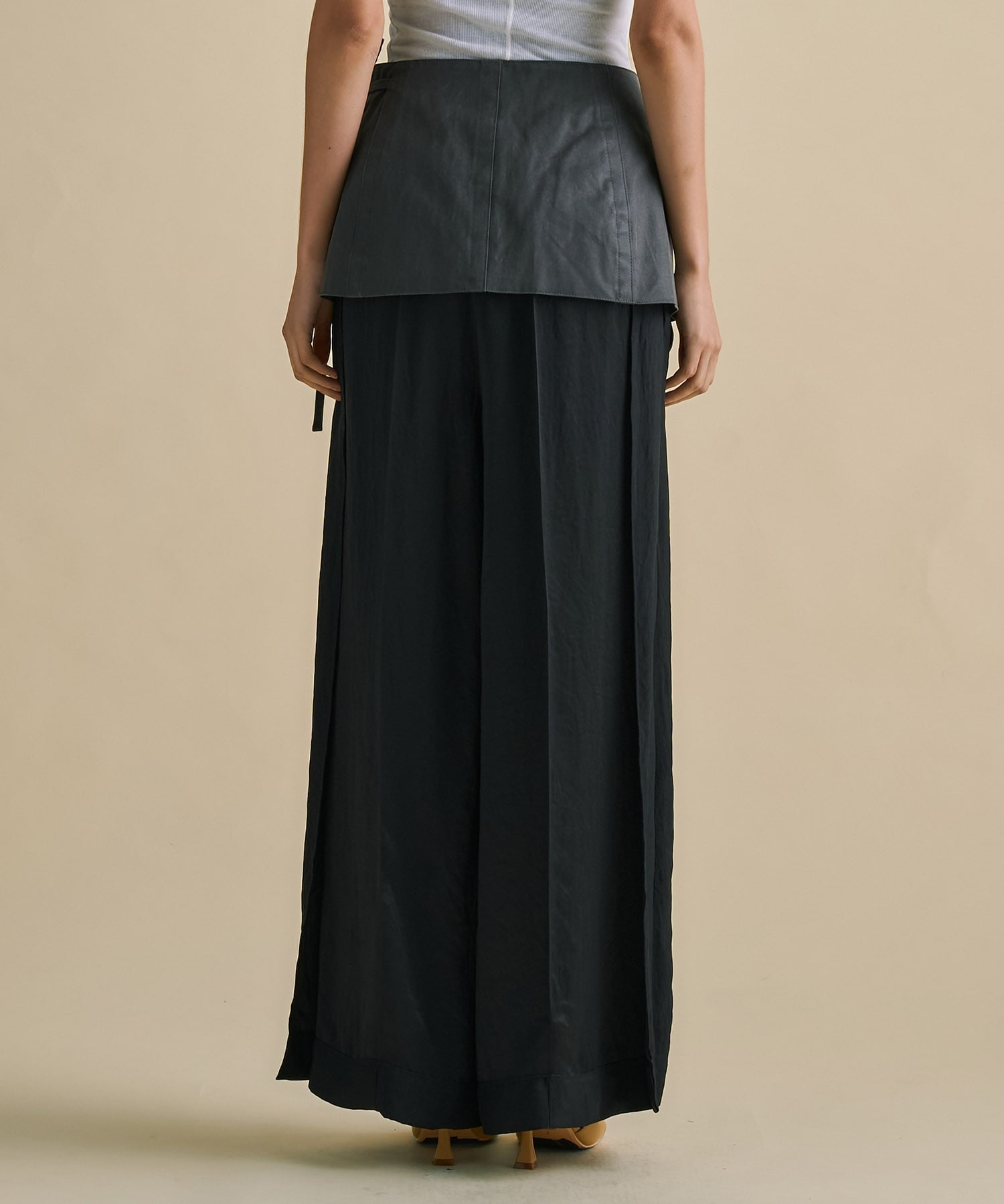 Vintage Leather Belted Satin Pants