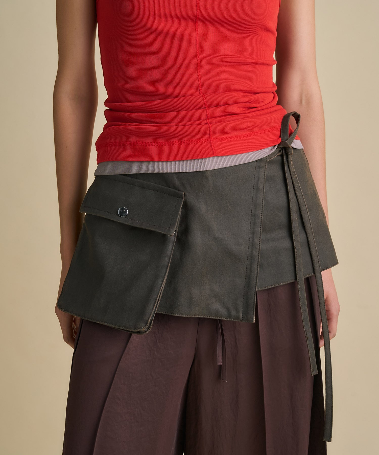 Vintage Leather Belted Satin Pants