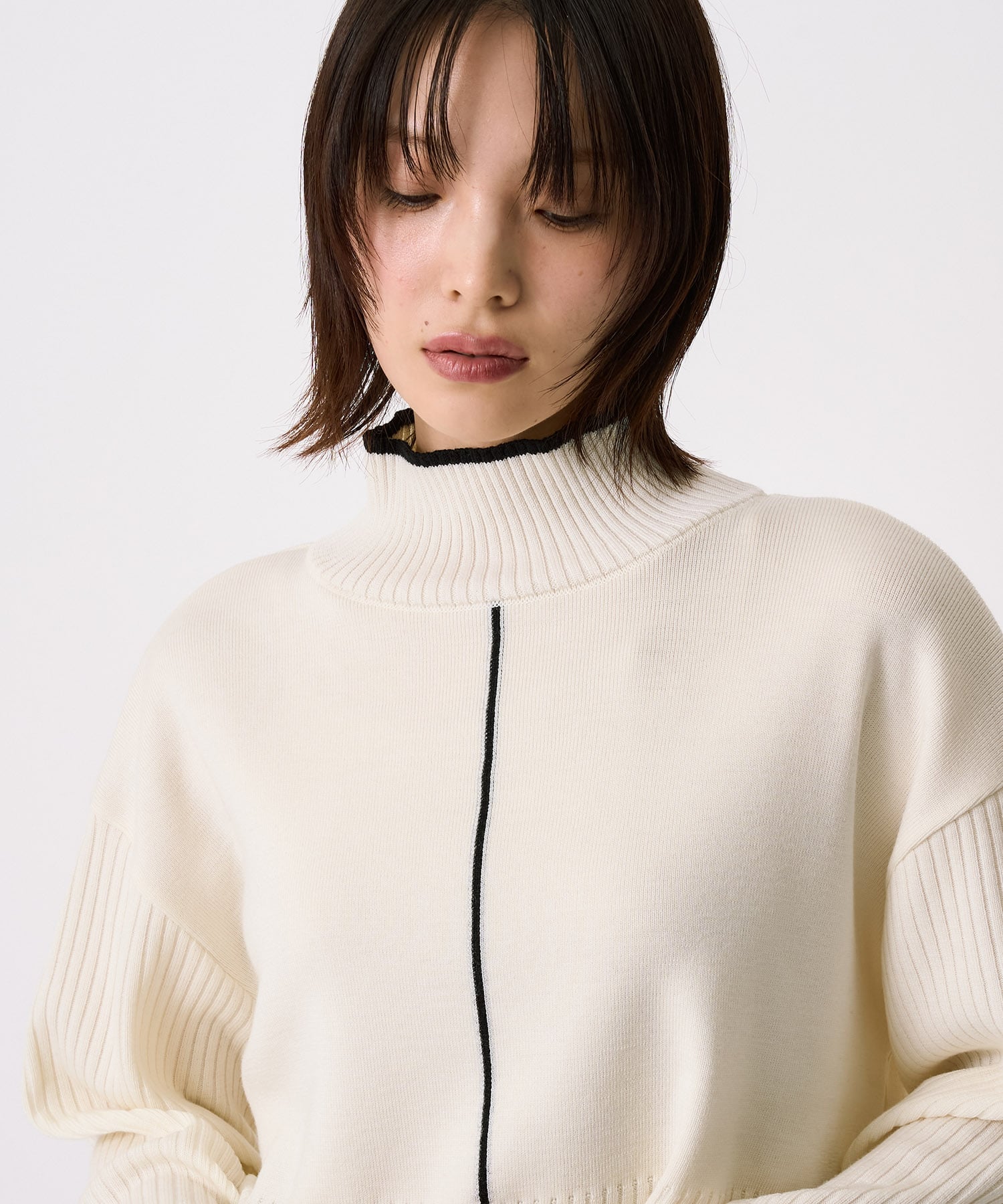 Wool100-ウォッシャブルタートルネックニット