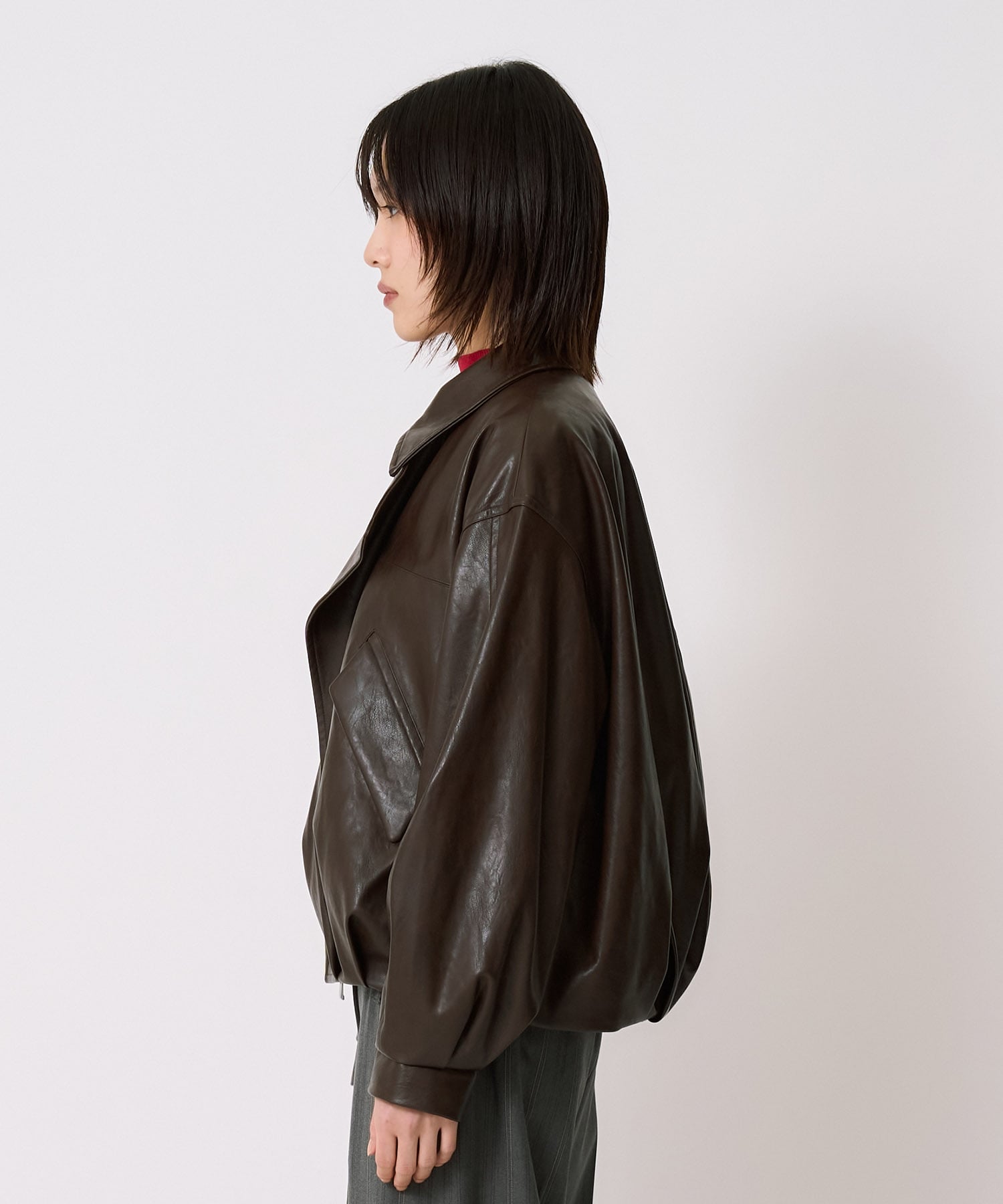 コクーンレザーボンバージャケット