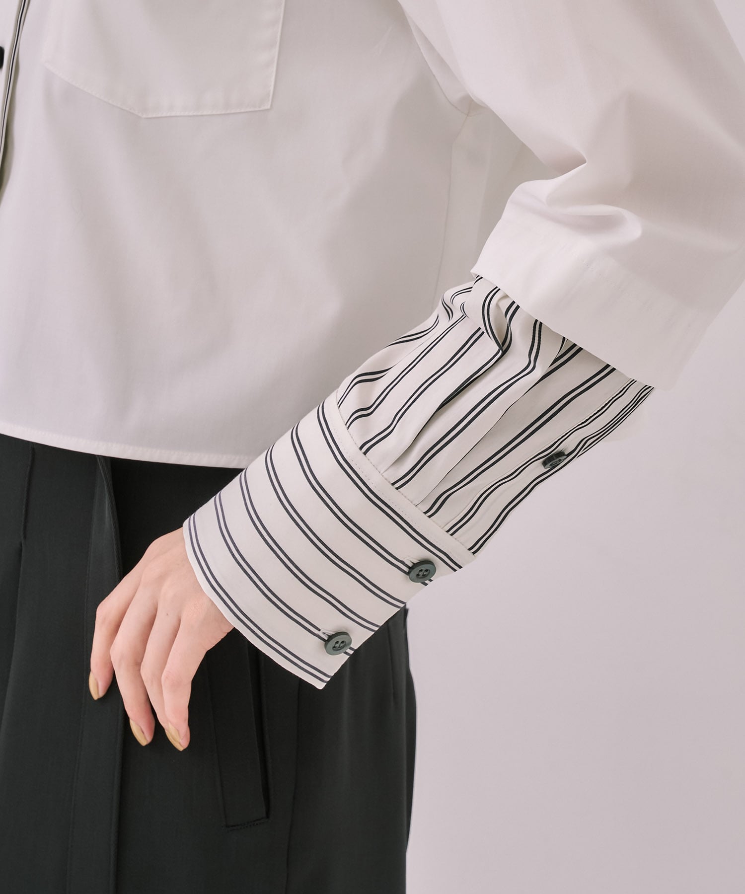 バイカラースリーブショートシャツ