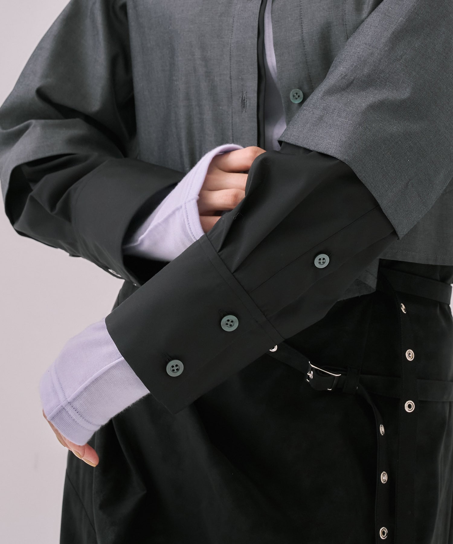 バイカラースリーブショートシャツ