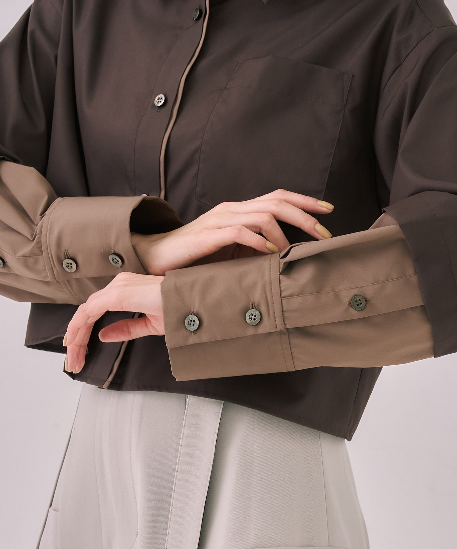 バイカラースリーブショートシャツ