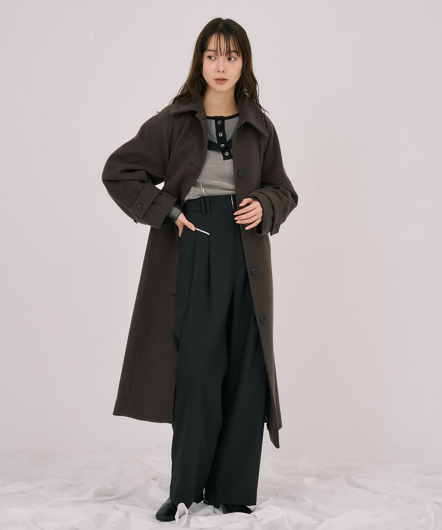 Wカラーレイヤーニット