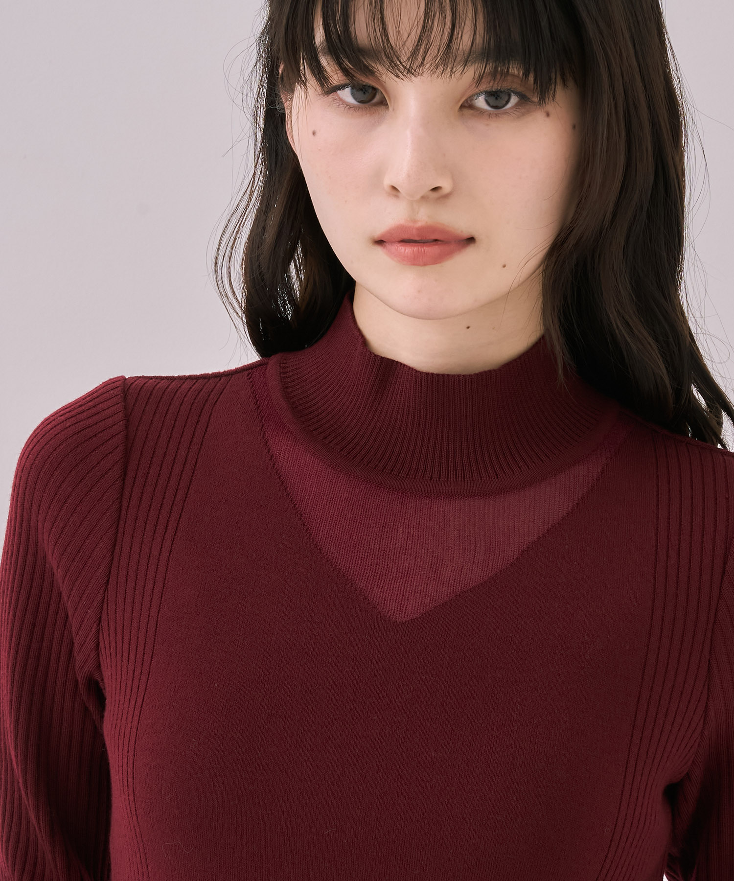 クリアコンビVネックニットプルオーバー