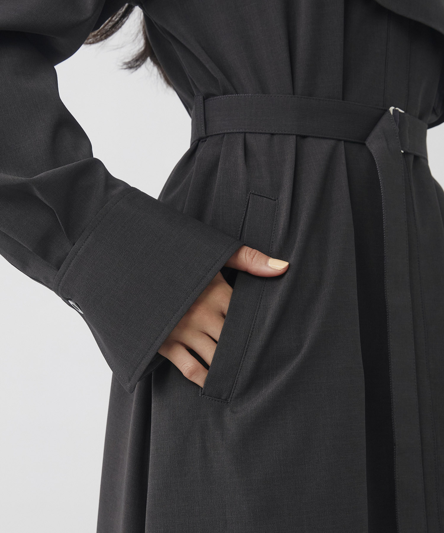 スタンドカラーラペルシャツワンピース