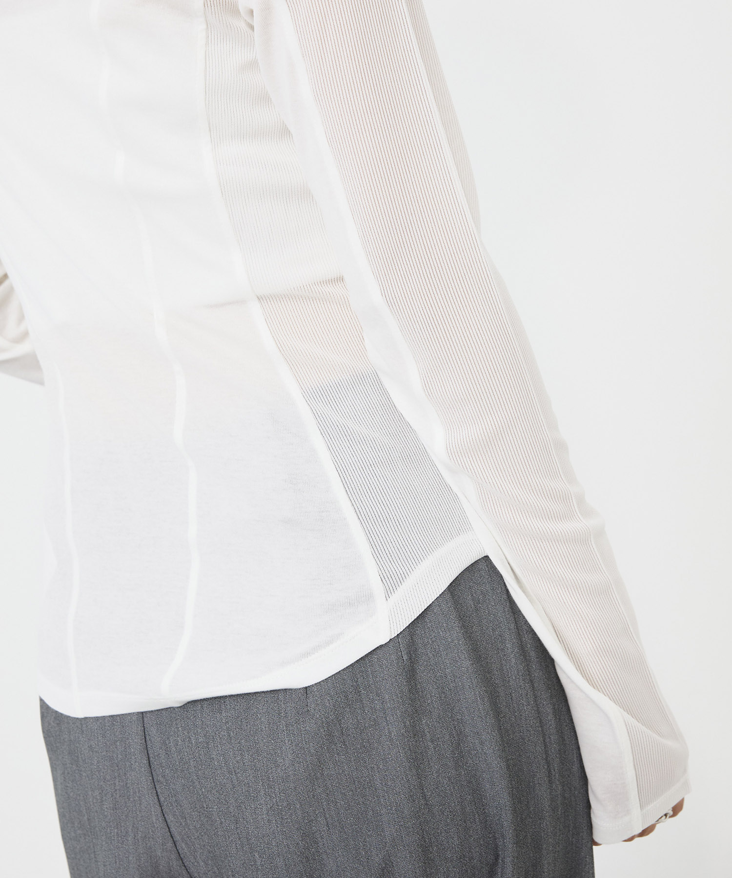 シアーストライプカットコンビプルオーバー