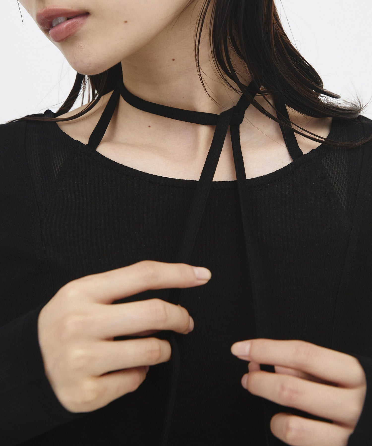 シアーストライプカットコンビプルオーバー