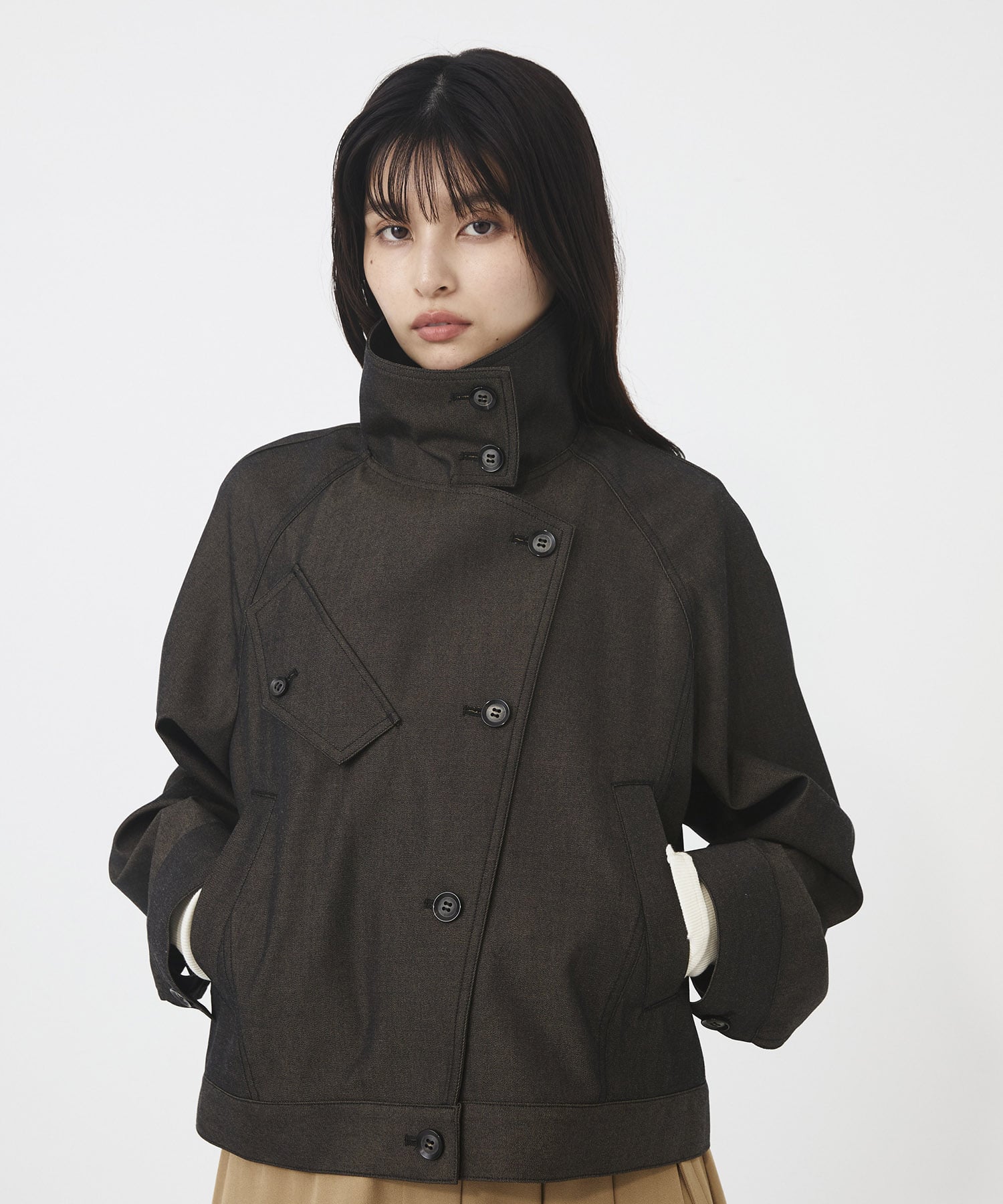 ウールデニムスタンドカラーブルゾン