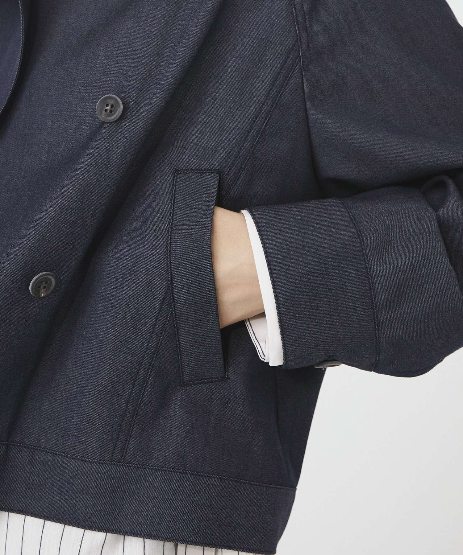 ウールデニムスタンドカラーブルゾン